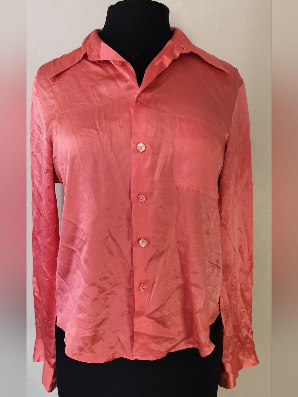 Equipment Coral Satin Button-Front Shirt Jacket